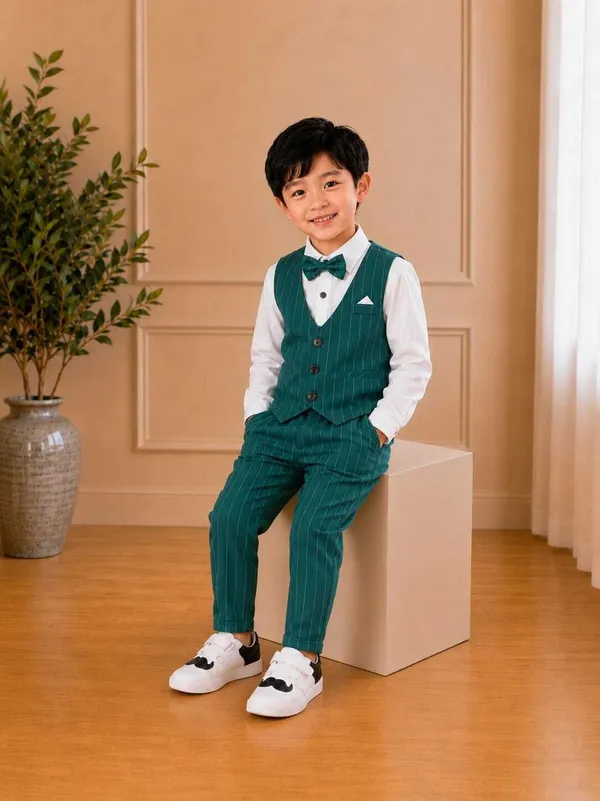 littlevoyagers_Boys_Festive_&_Party,_Formal_Shirt,_Waistcoat_and_Pant_Set_(Green_Pack_of_1)