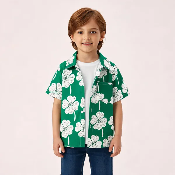 Green_White_Cotton_Clover_Print_Casual_Shirt_For_Boys