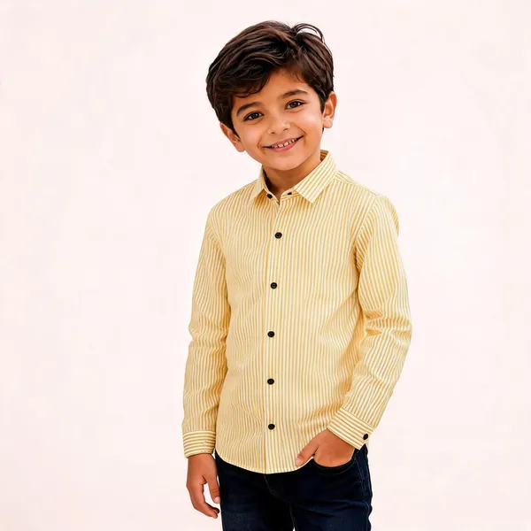Yellow_Cotton_Striped_Casual_Shirt_For_Boys