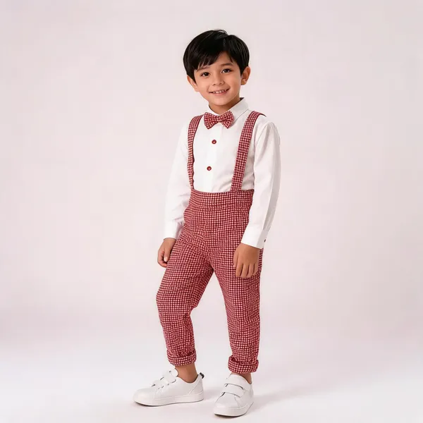 Red_White_Cotton_Checkered_Dungaree_Set_For_Baby_Boys