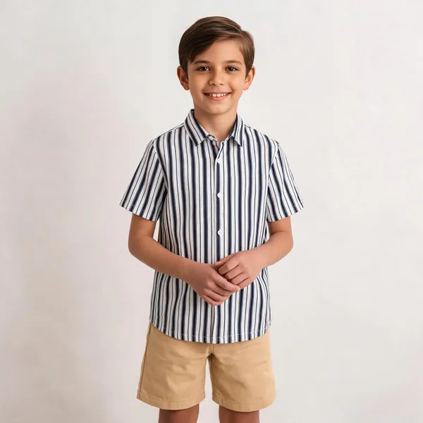 White_Dark_Blue_Cotton_Striped_Party_Shirt_For_Boys