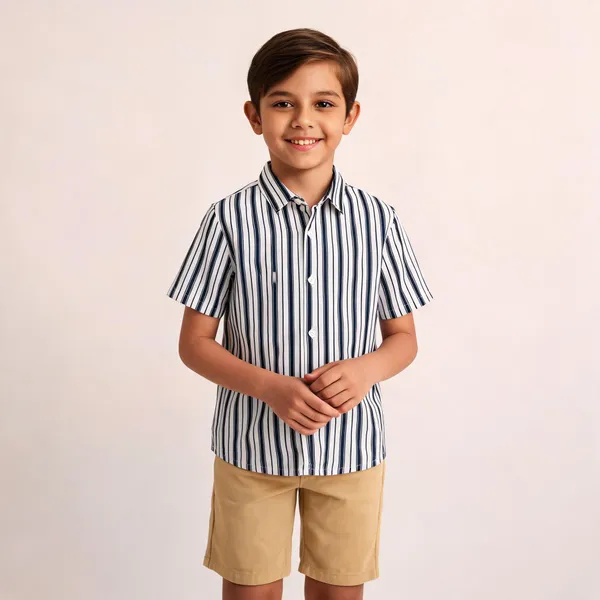 White_Dark_Blue_Cotton_Striped_Party_Shirt_For_Boys
