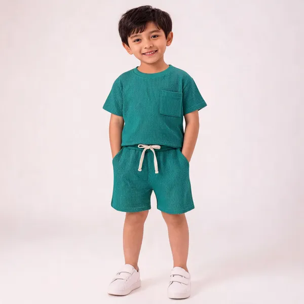 Green_Cotton_Waffle_Knit_Co-Ord_Set_For_Boys