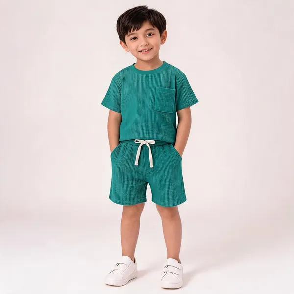 Green_Cotton_Waffle_Knit_Co-Ord_Set_For_Boys