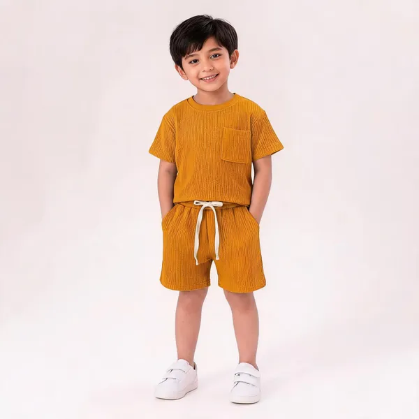 Yellow_Cotton_Waffle_Knit_Co-Ord_Set_For_Boys