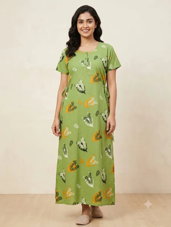 Green_Cotton_Nighty_For_Women