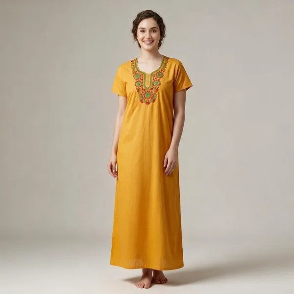 Pink_And_Mustard_Cotton_Nighty_For_Women_Pack_Of_2