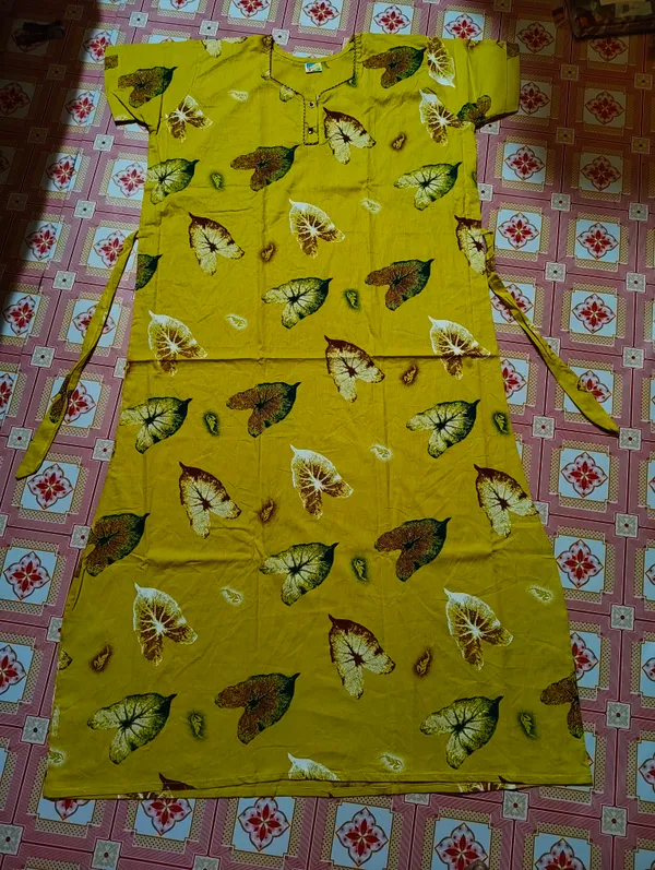 Yellow_Cotton_Nighty_For_Women