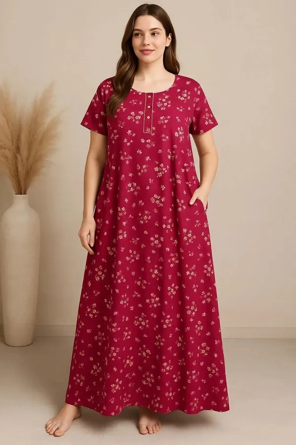 Maroon_Cotton_Nighty_For_Women