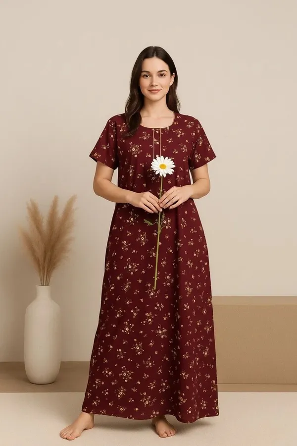 Maroon_Cotton_Nighty_For_Women