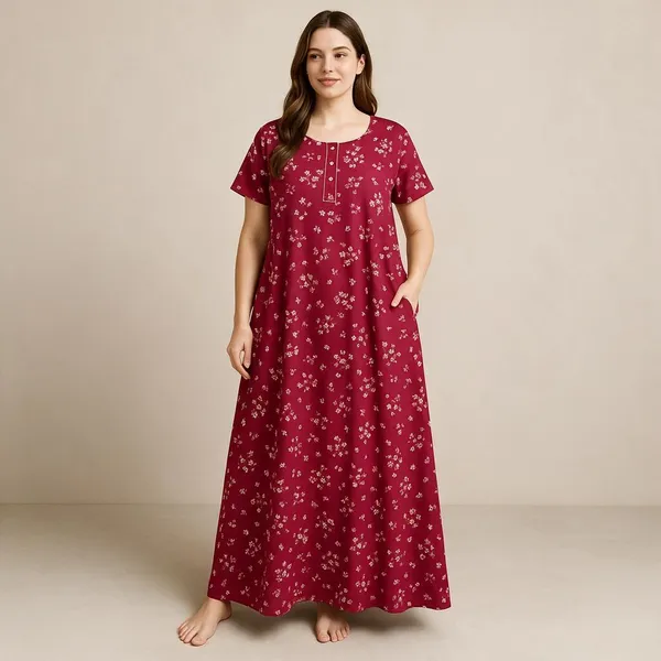 Maroon_Cotton_Nighty_For_Women