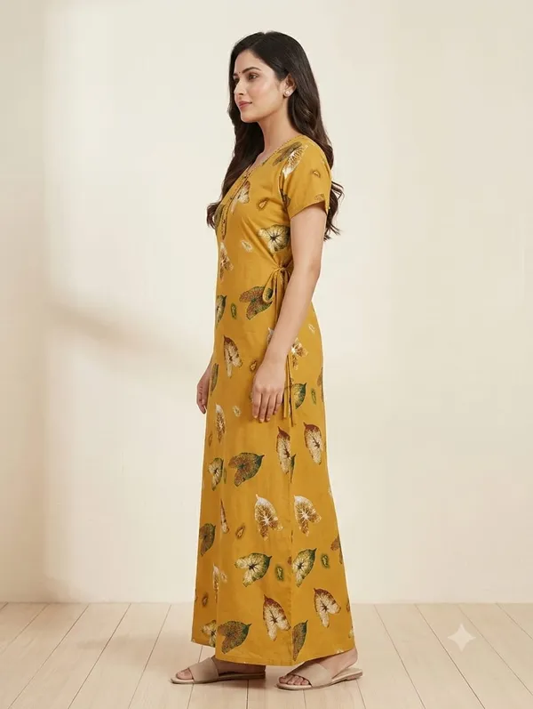Yellow_Cotton_Nighty_For_Women