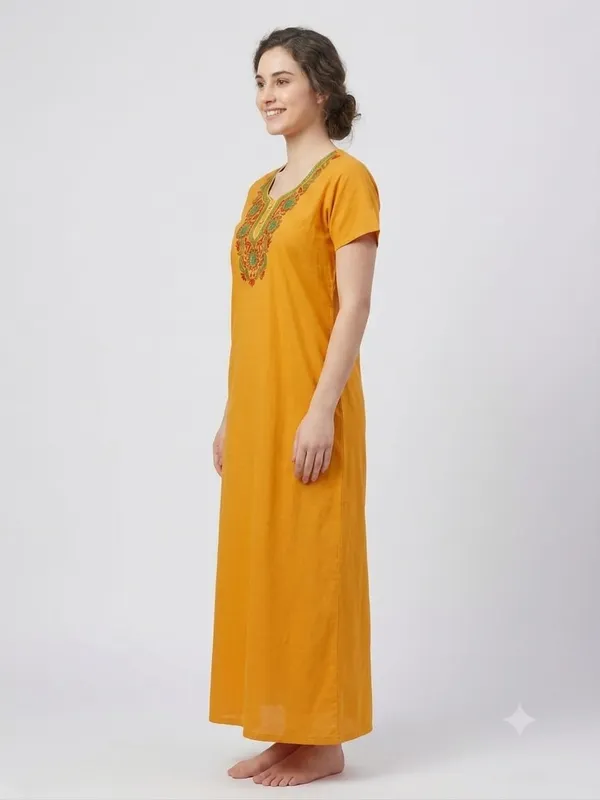 Mustard_Cotton_Nighty_For_Women