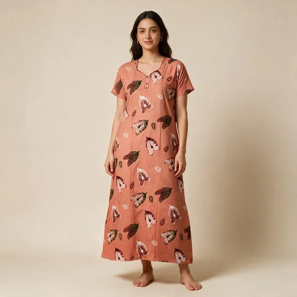 Peach_Cotton_Nighty_For_Women