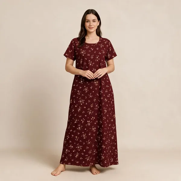 Maroon_Cotton_Nighty_For_Women