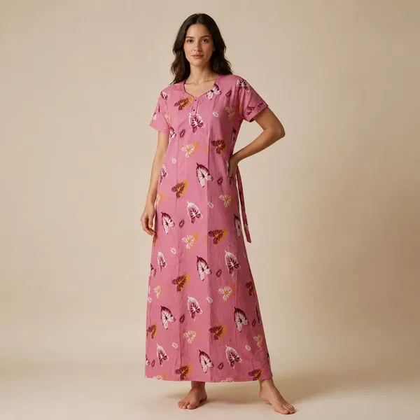 Pink_And_Mustard_Cotton_Nighty_For_Women_Pack_Of_2