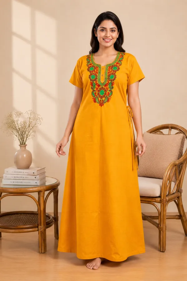 Pink_And_Mustard_Cotton_Nighty_For_Women_Pack_Of_2