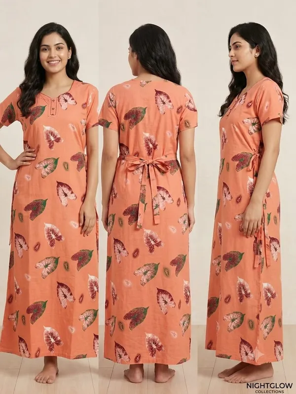 Peach_Cotton_Nighty_For_Women