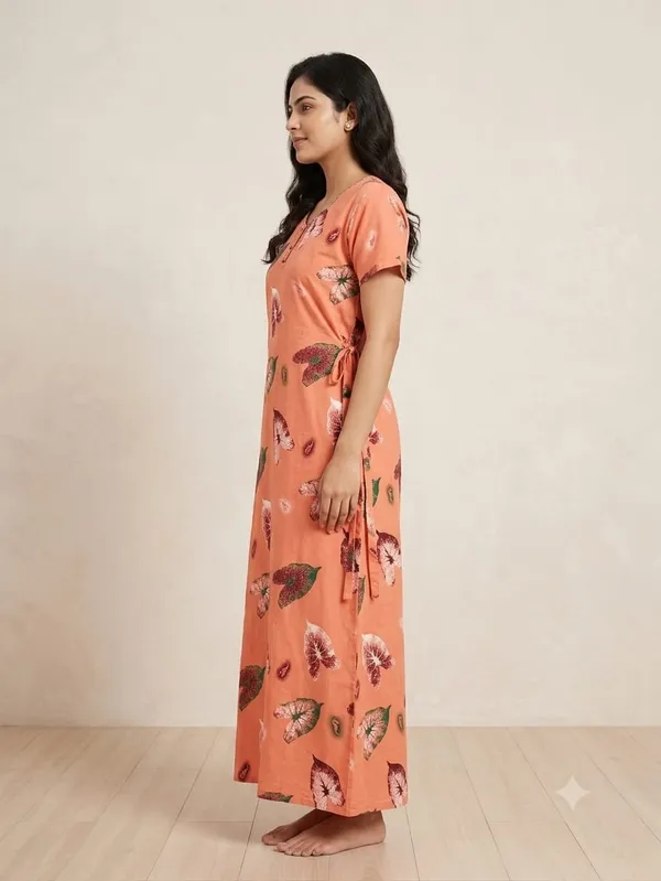 Peach_Cotton_Nighty_For_Women