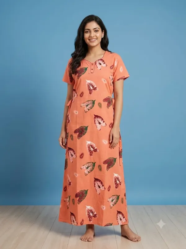Peach_Cotton_Nighty_For_Women