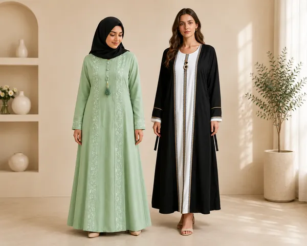 Green_And_Black_Cotton_Burkha_For_Women_Pack_Of_2