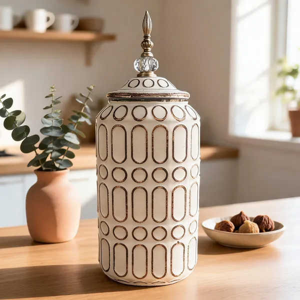 Ceramic_White_Brown_Oval_Geometric_Pattern_Jar