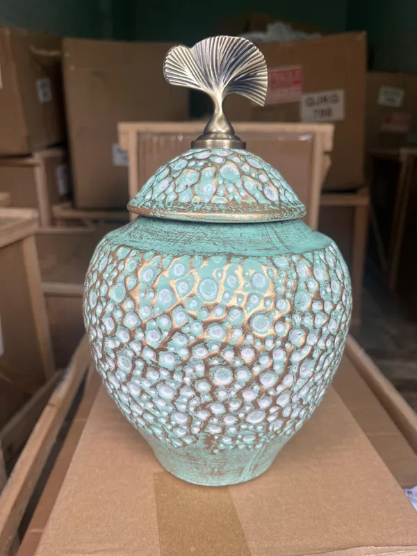 Ceramic_Aqua_Mosaic_Copper_Accent_Decorative_Jar