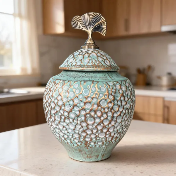 Ceramic_Aqua_Mosaic_Copper_Accent_Decorative_Jar