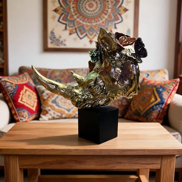 Resin_Decorative_Floral_Rhinoceros_Head_Sculpture