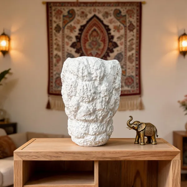 Ceramic_Organic_Sculpted_Textured_White_Vase