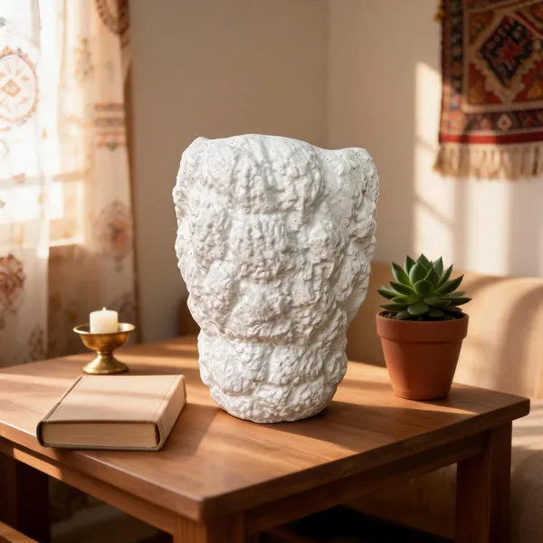 Ceramic_Organic_Sculpted_Textured_White_Vase