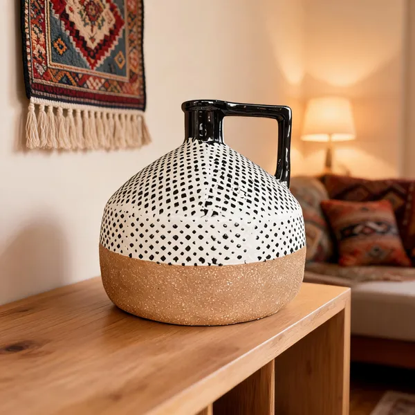 Ceramic_Two-Tone_Geometric_Cut-Out_Dome_Vase
