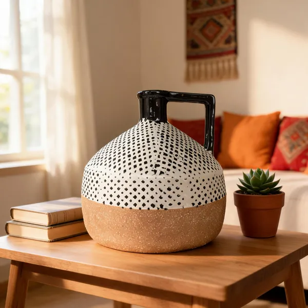 Ceramic_Two-Tone_Geometric_Cut-Out_Dome_Vase