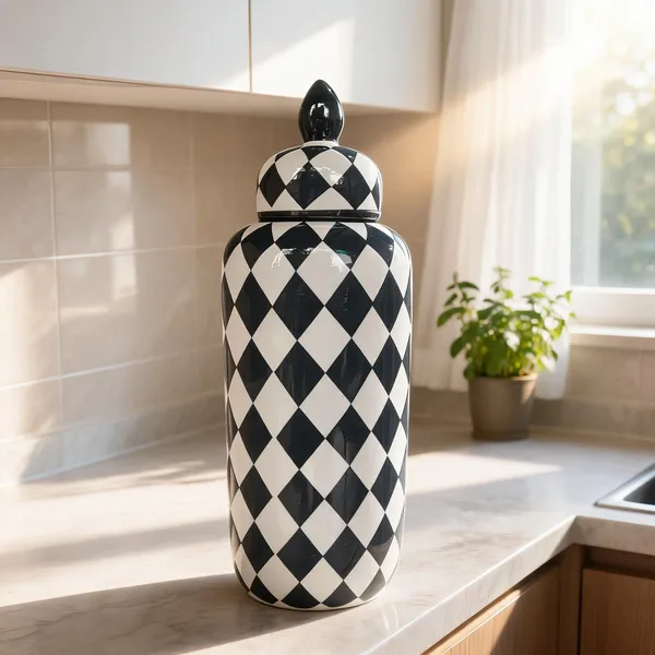 Ceramic_Black_White_Diamond_Pattern_Ginger_Jar