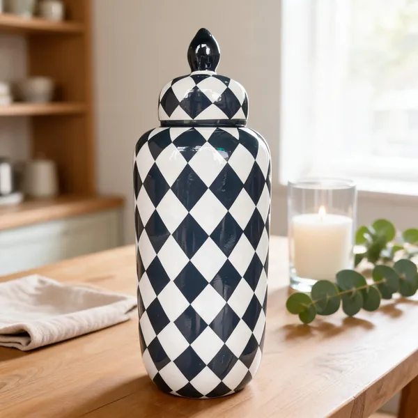 Ceramic_Black_White_Diamond_Pattern_Ginger_Jar