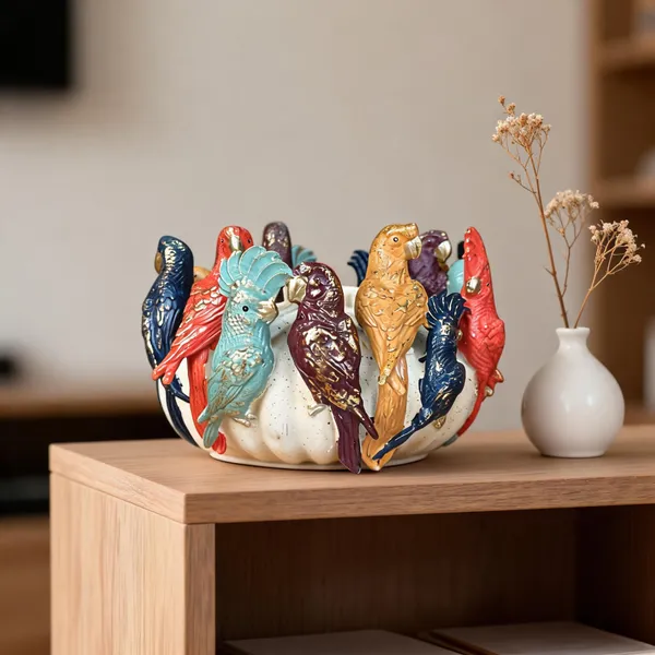 Ceramic_Multicolour_Parrot_Figurine_Bird_Bowl