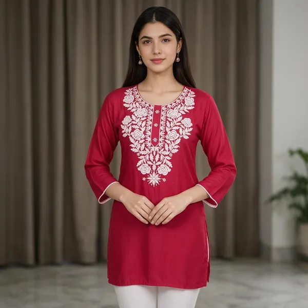 Pink_Rayon_Straight_Kurta_For_Women