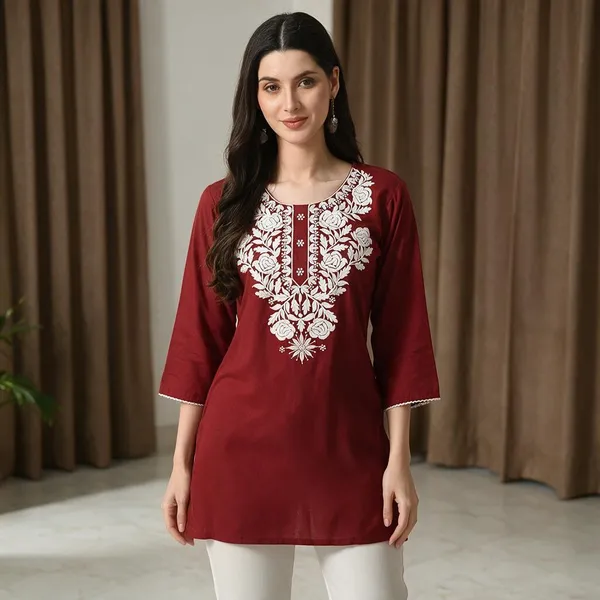 Maroon_Rayon_Straight_Kurta_For_Women