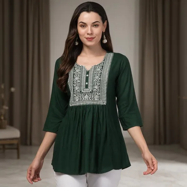 Green_Cotton_Blend_Straight_Kurta_For_Women