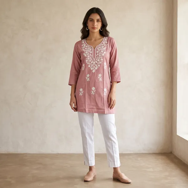 Peach_60%_Cotton,_40%_Polyester_Premium_Straight_Kurta_For_Women