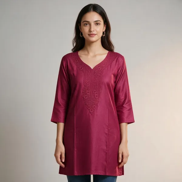 Magenta_60%_Cotton,_40%_Polyester_Premium_Straight_Kurta_For_Women