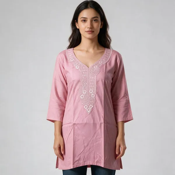 Light_Pink_60%_Cotton,_40%_Polyester_Premium_Straight_Kurta_For_Women