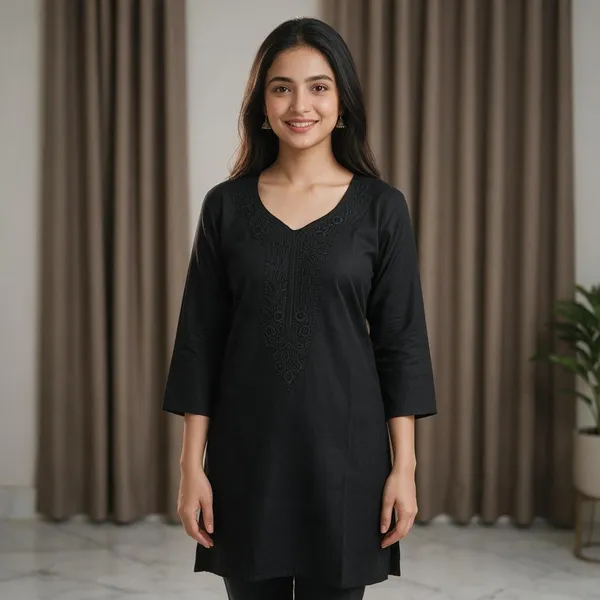 Black_60%_Cotton,_40%_Polyester_Premium_Straight_Kurta_For_Women