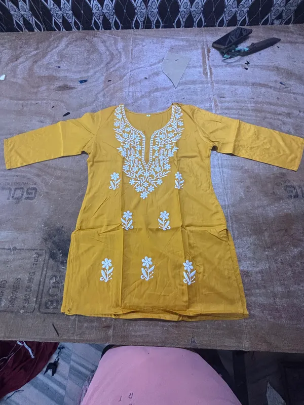 Yellow_60%_Cotton,_40%_Polyester_Premium_Straight_Kurta_For_Women