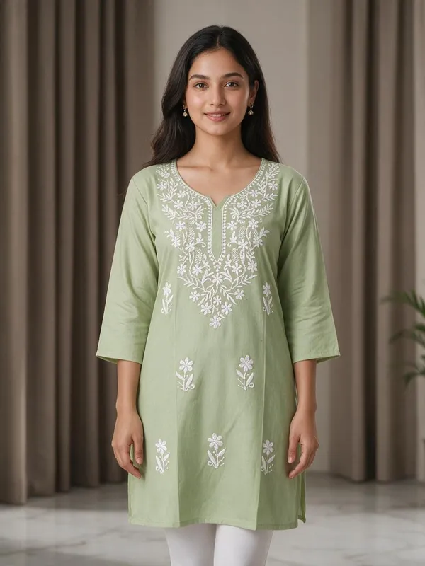 Pista_Green_60%_Cotton,_40%_Polyester_Premium_Straight_Kurta_For_Women
