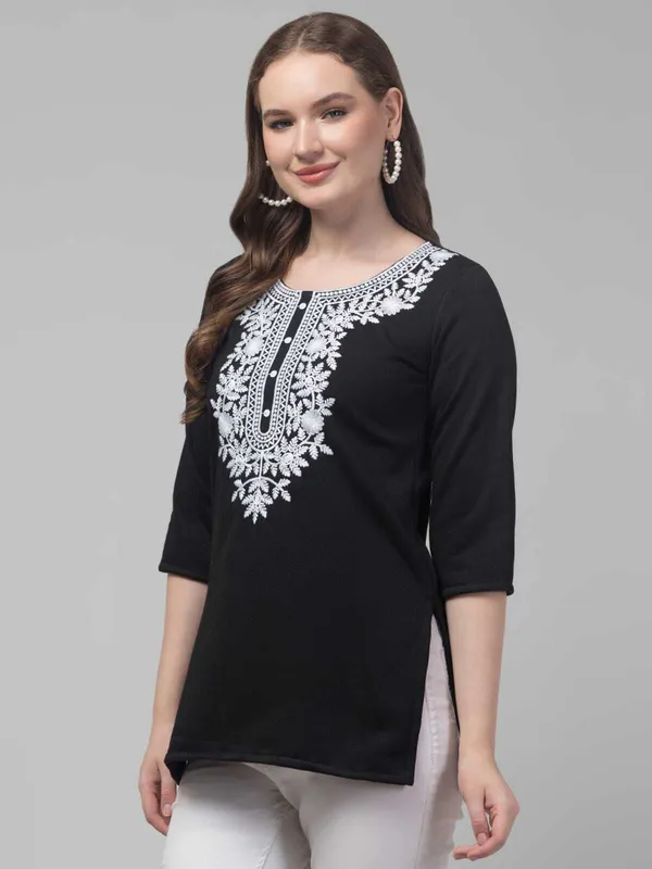 Black_Wool_Premium_Straight_Kurta_For_Women
