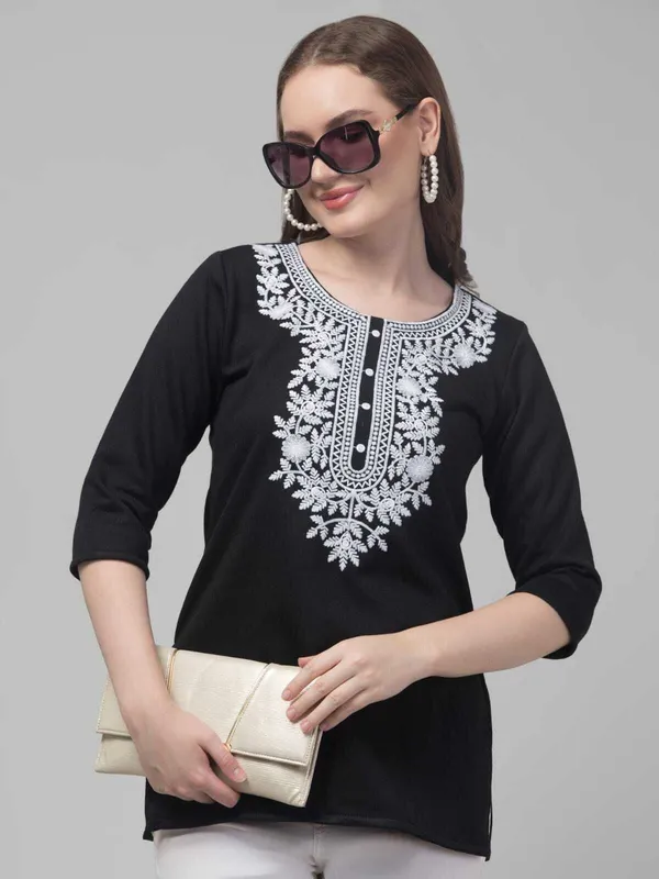 Black_Wool_Premium_Straight_Kurta_For_Women