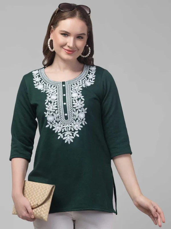 Green_Wool_Premium_Straight_Kurta_For_Women