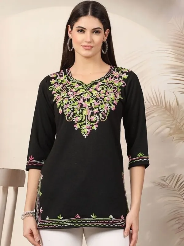 Black_Wool_Premium_Straight_Kurta_For_Women