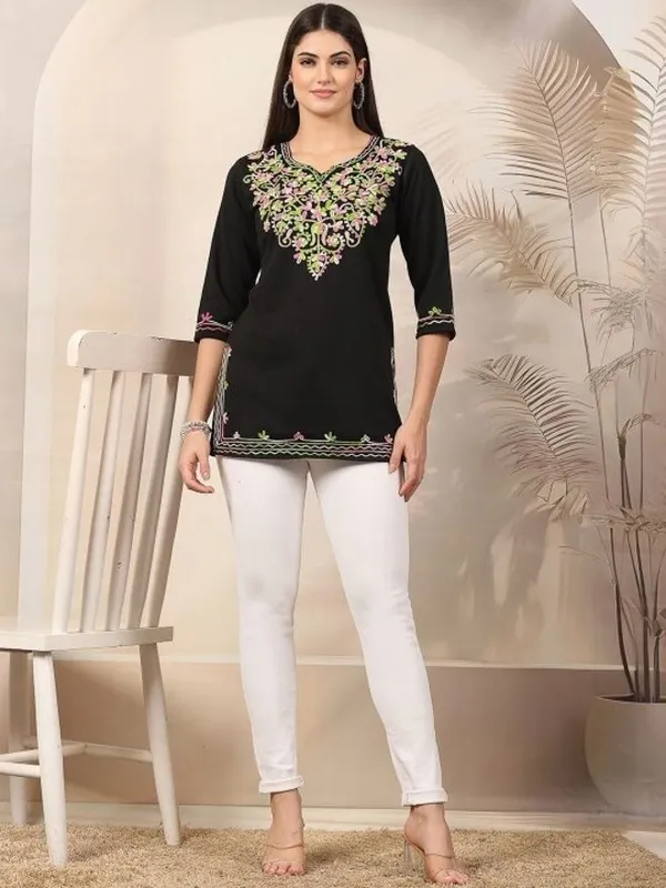 Black_Wool_Premium_Straight_Kurta_For_Women